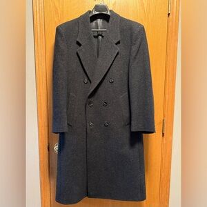 Men's Double-Breasted Wool Coat - Black